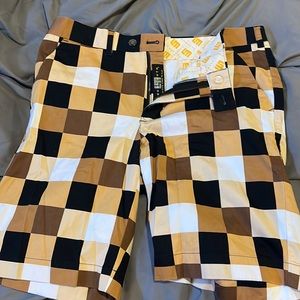 Loudmouth men's 36 brown checkered pattern golf shorts